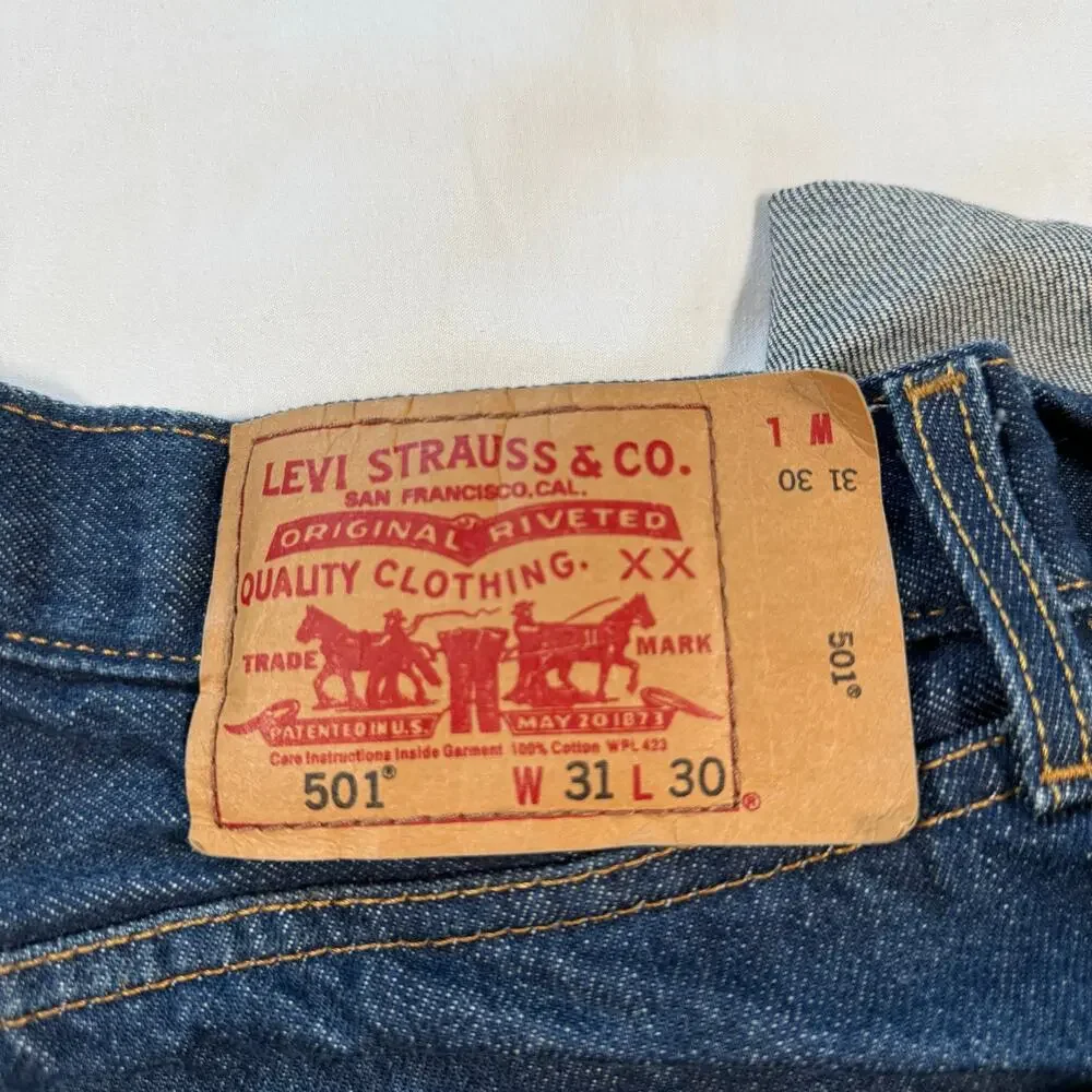 Levi's 501 Jeans Mens 31x30 Dark Wash Button Fly Straight Leg 100% Cotton